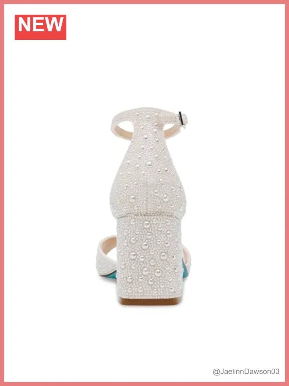 Betsey Johnson Kami Heeled Sandals - Pearl Block Heel Ankle Strap Open Toe
